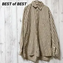 【ベストオブベスト】長袖チェックシャツ　薄手　綿100％　M