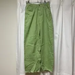 グリーン ストレートデニムパンツ