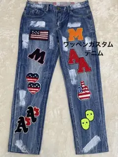 ワッペンペイントカスタム デニムパンツ ジーパン 34