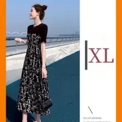 ワンピース きれいめ 半袖ワンピース 花柄 切り替え 上品 お出かけ ロング丈