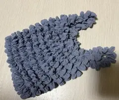 3coins絞りエコバッグ くしゅくしゅ ブルー　コンパクトフリルエコバッグ
