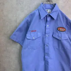 80s　USA製　RIVERSIDE　半袖ワークシャツ　古着　ライトブルー　15