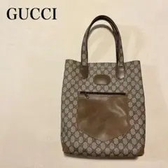 GUCCI オールドグッチ トートバッグ ハンドバッグ A4 GG柄 レザー 茶