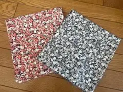 ブロード　パンダと花柄　2色セット　リバティ風