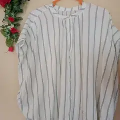 AＭERICAN HOLIC 白と緑のストライプ 半袖シャツ　ポンチョ　ブラウス