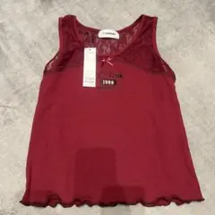 レース切替刺繍ロゴタンクトップ