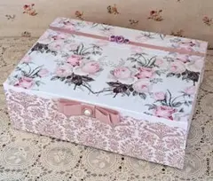 ＊デコパージュ＊薔薇雑貨**ペーパーボックス**♪アンティークローズ柄♪