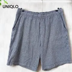 【ユニクロUNIQLO】カットソーイージーショートパンツ　ストライプ　ネイビー