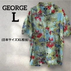 美品✨️ GEORGE 【L】ハワイアンプリント 半袖シャツ アロハ 海 メンズ