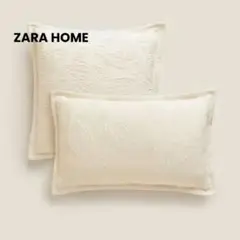 ZARAHOMEアイボリー花柄刺繍クッションカバー　30×50cm