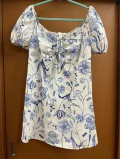 H&M エイチアンドエム　ボタニカル柄チュニック　トップス　XL