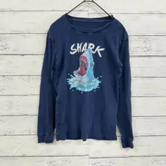 キッズ160 サメプリント 長袖Tシャツ ネイビー 男の子 人気 カジュアル