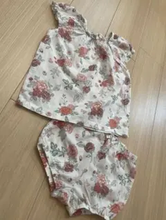 【18m】花柄フリル付きトップスとショーツセット