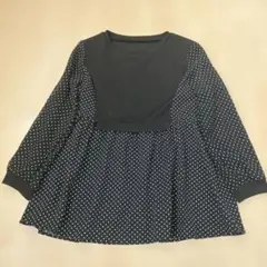 ドット柄長袖フレアシャツS〜M