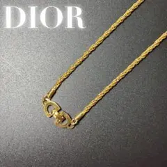 美品★ディオール Christian Dior ロゴ チェーン ネックレス　金