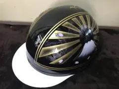 黒金 七色ラメ 富士日章 コルク半 ヘルメット 三段シート 旧車會 暴走族 風防
