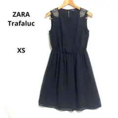 ZARA Trafaluc(XS) ビージュシアーミディワンピースノースリーブ