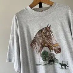 90s USA製　the horse　ビンテージTシャツ　ウマ　シングルステッチ