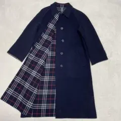 【希少品✨】Burberrys' ウールロングコート リバーシブル ネイビー L