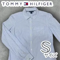 TOMMY HILFIGER トミーヒルヒィガー　ストライプ　長袖シャツ 青　S