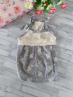 ♡SALE♡ キャミワンピース ハンドメイド犬服 小花柄 リボンワンピ ♯28