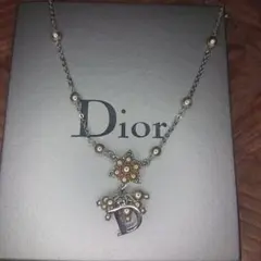 希少 Christian Dior ロゴ パール ネックレス