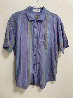 Munsingwear 半袖シャツ Lサイズ 紫 ストライプ