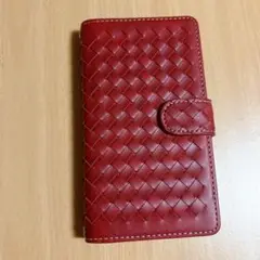 AQUOS sense3 ケース アクオス 手帳型ケース 編み込み レッド