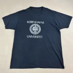 80s 90s Tシャツ コペンハーゲン大学 デンマーク 3段ロゴ ブラック