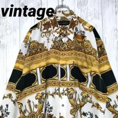 ヴィンテージ 柄シャツ 長袖シャツ グッドデザイン 好配色 2XL 美品