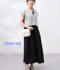 Chez toi ツイードプルオーバー×カット布帛ドッキングワンピース　フリー