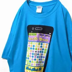 ギルダン キャンディークラッシュ デカロゴ Tシャツ ブルー 青 XL 古着