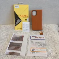 最高級 牛革iPhone12 mini, キャラメル 手帳型 フィルム付き