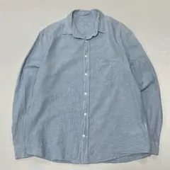 00s~ シャンブレー リネン デニム L/S シャツ アイスブルー 霜降り
