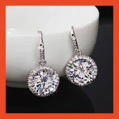 ジルコニア CZ ピアス 一粒 フック シルバー キラキラ 高品質