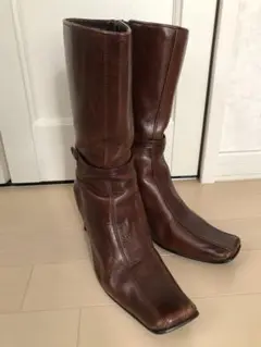 21◆Fin◆スクエアトゥベルト付ショートブーツ24cm