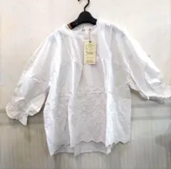 新品dgyコットン刺繍レース使いワイドプルオーバーブラウス