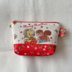 メリーボンボン❤️ミニポーチ❤️レトロアニマル❤️ハンドメイド❤️濃いピンク