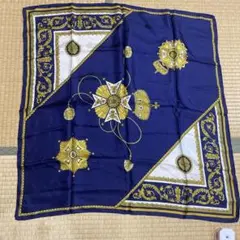 ネイビー シルクスカーフ 約76cm