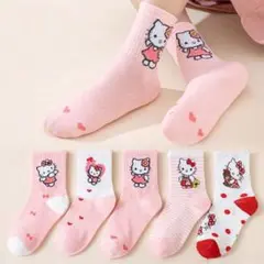 ハローキティ ソックス 靴下 ３－８歳用 ５足セット