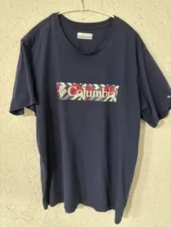 Columbia ネイビー ロゴ Tシャツ XL