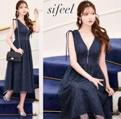 JEWELS sifeel レースレイヤードワンピース ミディアムドレス
