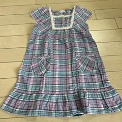 3can4on 140cm ワンピース　チェック柄