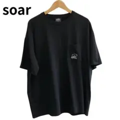 soar ブラック Tシャツ ロゴ　刺繍　アウトドアウェア　胸ポケット　メンズ