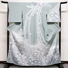 桐屋 翠山工房 青磁色の辻ヶ花の訪問着 着物