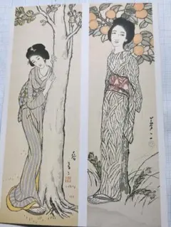 竹下夢二　木場の娘　5号　昭和51年　安達版　木版画　岡山出身　　p558 竹下夢二 木場の娘 5号 昭和51年 安達版 木版画 岡山