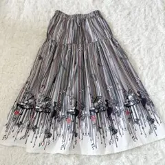 美品ScoLar スカラー　ピアノとオーケストラ柄 アートストライプスカート