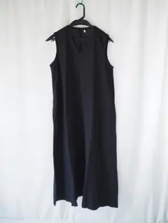 無印良品★フレンチリネン　ノースリーブワンピース★黒