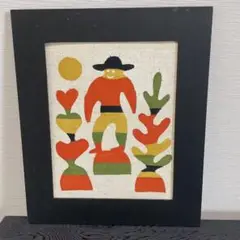 柚木沙弥郎  型染絵（大）　西瓜を食べる子供 Vintage Japanese Folk Art: 型染絵「鶏」/ 柚木沙弥郎