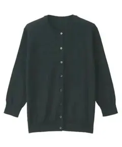 無印 UVカットクルーネックカーディガン(七分袖) 黒